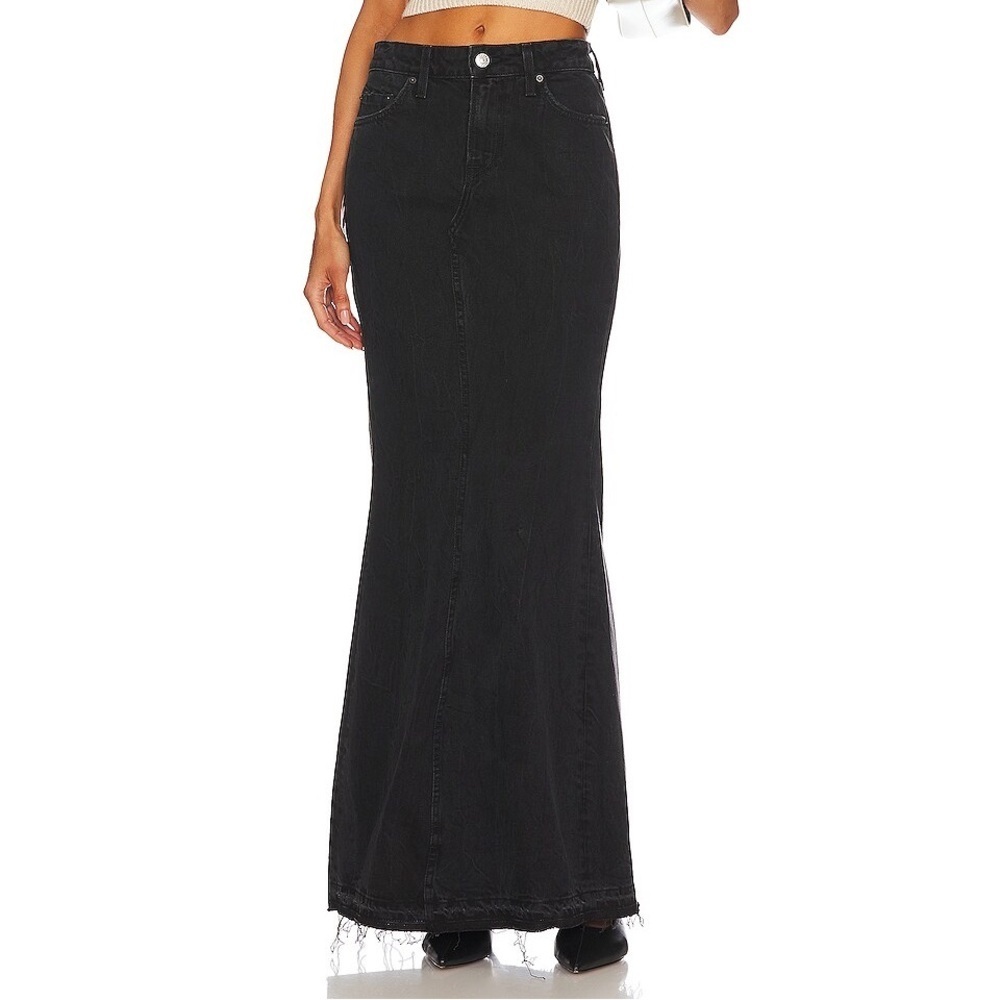 GRLFRND "The Stella" Low-Rise Ultra Flare Denim Skirt Size 26